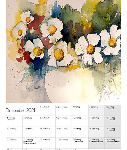 Sabine Leipold Kunstkalender Aquarelle 2021 Dezember