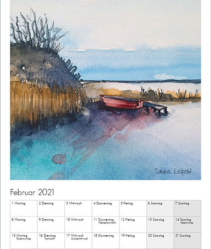 Sabine Leipold Kunstkalender Aquarelle 2021 Februar