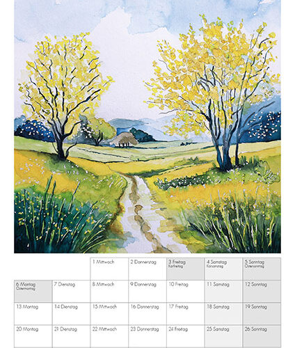 Kunstkalender Aquarell Sabine Leipold 2026