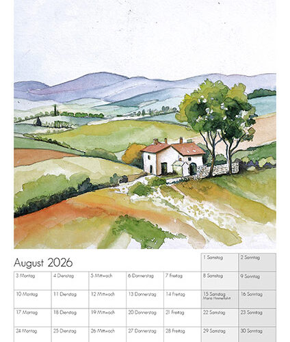 Kunstkalender Aquarell Sabine Leipold 2026