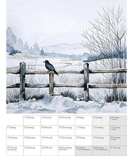 Kunstkalender Aquarell Sabine Leipold 2026