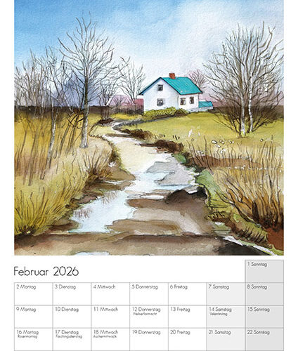 Kunstkalender Aquarell Sabine Leipold 2026