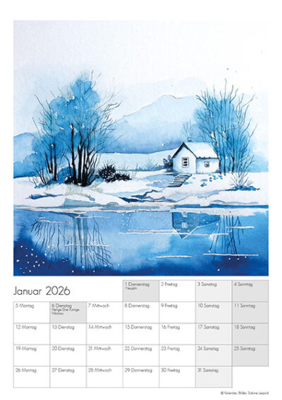 Kunstkalender Aquarell Sabine Leipold 2026