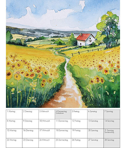 Kunstkalender Aquarell Sabine Leipold 2026