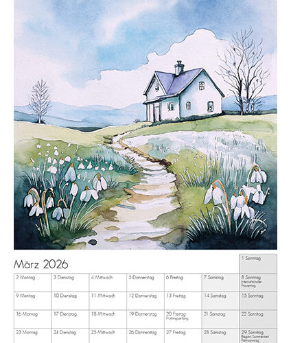 Kunstkalender Aquarell Sabine Leipold 2026