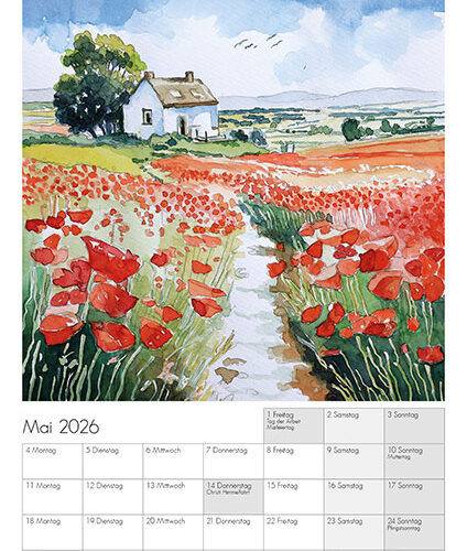 Kunstkalender Aquarell Sabine Leipold 2026