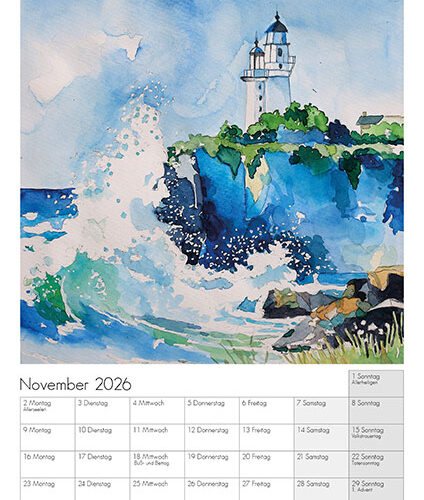 Kunstkalender Aquarell Sabine Leipold 2026