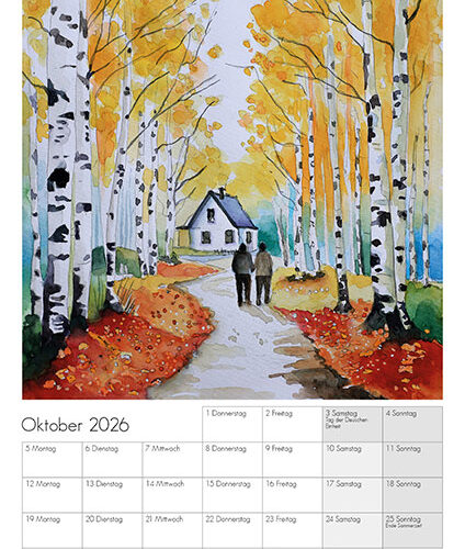 Kunstkalender Aquarell Sabine Leipold 2026