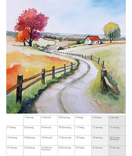Kunstkalender Aquarell Sabine Leipold 2026