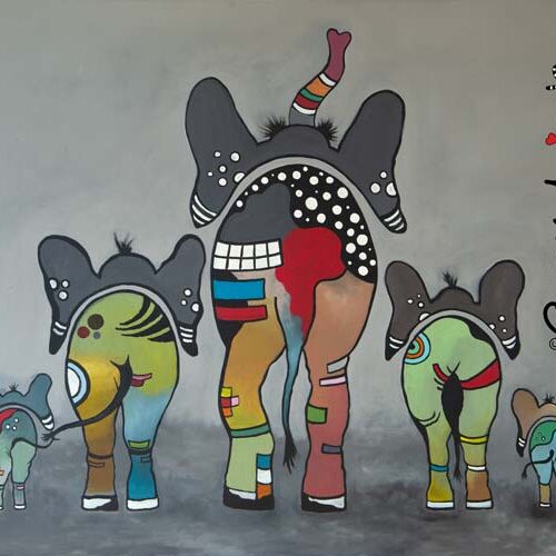 Crazy-Animals, Elefanten, Acrylbild