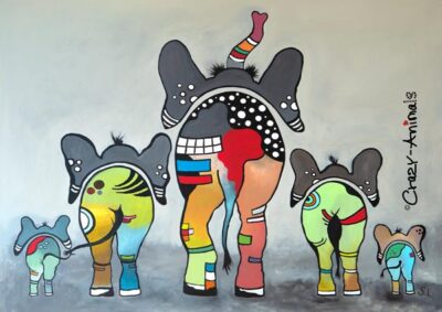 Kunstpostkarte Crazy-Animals "Witzige Elefanten"