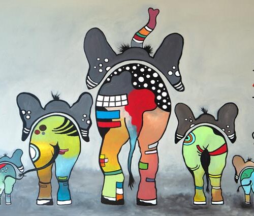 Kunstpostkarte Crazy-Animals "Witzige Elefanten"