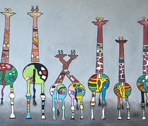 Kunstpostkarte Crasy-Animals, "Witzige Giraffen"