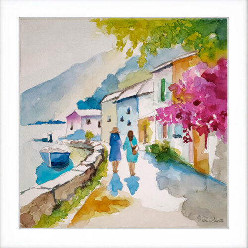 Standpromenade, Original Aquarell von der Künstlerin Sabine Leipold