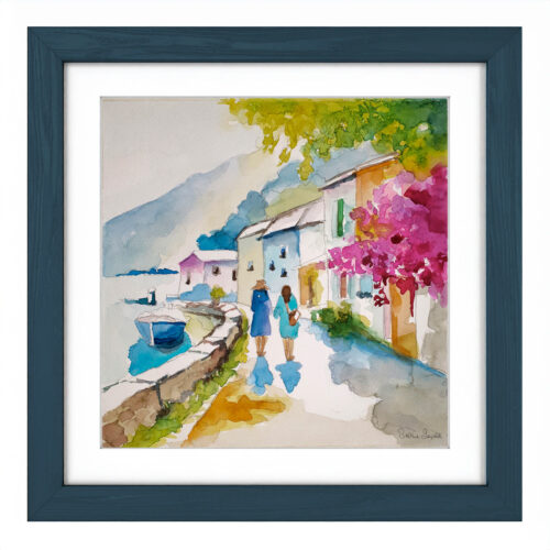 Standpromenade, Original Aquarell von der Künstlerin Sabine Leipold